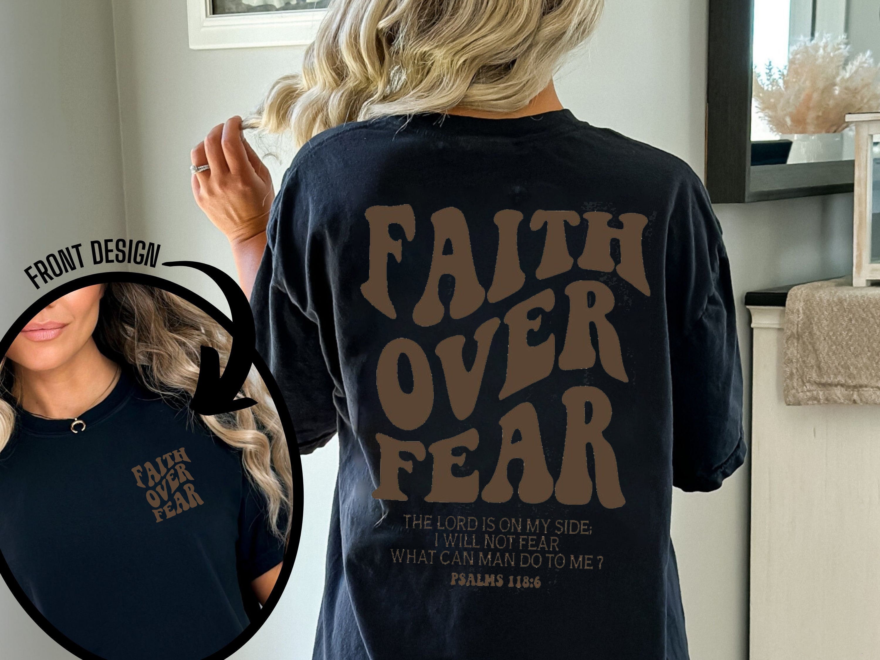 Faith Over Fear Christian Hoodie,Christian Sweatshirt,Jesus Hoodie,Comfort Colors Bible Verse Shirt,Noel Gift Shirt,Church Shirt,Baptism Tee